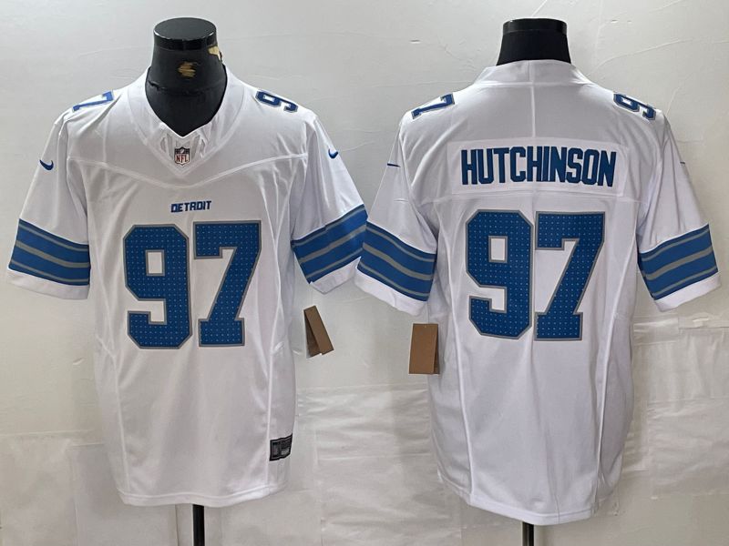 Men Detroit Lions 97 Hutchinson White Three generations 2024 Nike Vapor F.U.S.E. Limited NFL Jersey
